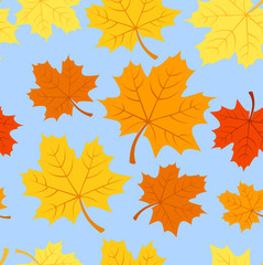 Fototapeta premium Seamless pattern with autumn maple leaves. Vector EPS 8.