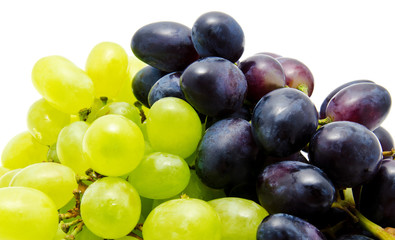 Ripe red and green grapes isolated