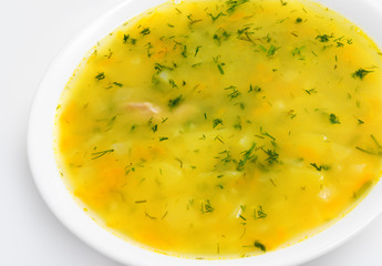 Soup in bowl isolated