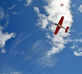 Aerobatic airplane in the sky