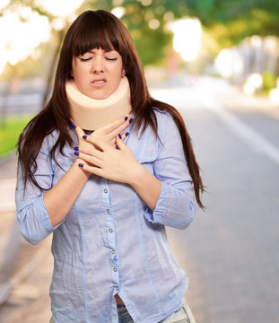 Woman Wearing Neckbrace