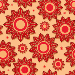 Beautiful Red Flower Seamless Pattern