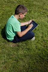 child with touchpad