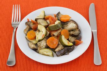 vegetables on the white plate