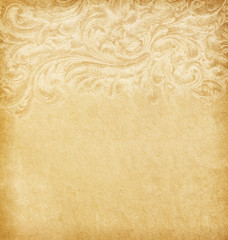 Old worn paper with floral border