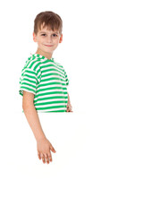 Boy holding a banner