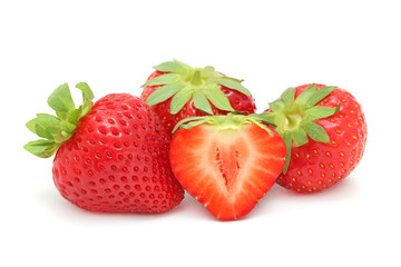 Strawberries on white background