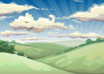 landscape with clouds vector illustration