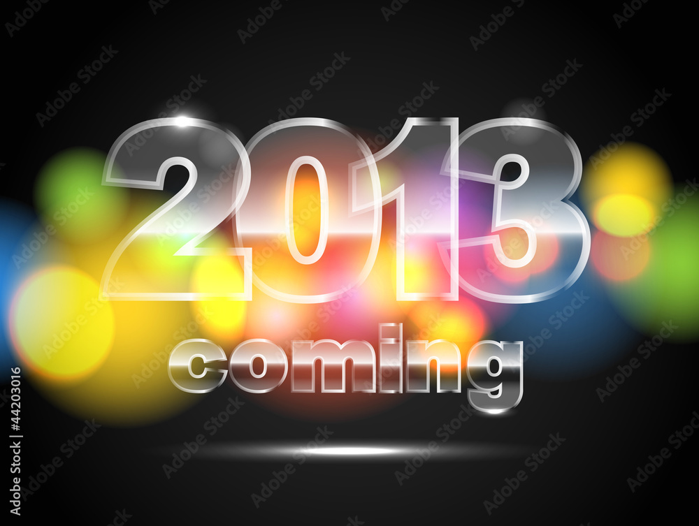 Poster abstract background of glowing color circles. 2013 is coming