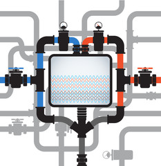 Abstract composition with pipes. Template for a text