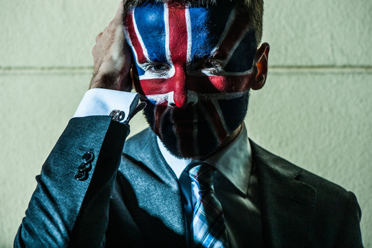 Stylish young man with emblem of Great Britain.