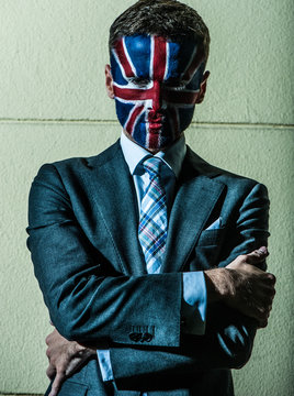 Stylish young man with emblem of Great Britain.