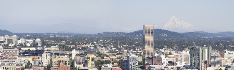 Portland Cityscape with Mount Hood Panorama