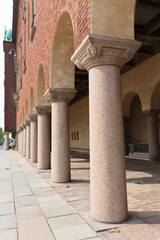 Fototapeta premium Columns and walls of the City Hall in Stockholm, Sweden