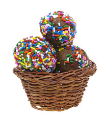 Fototapeta na wymiar Donut holes in small basket