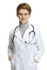 Fototapeta premium Medical doctor woman with stethoscope.