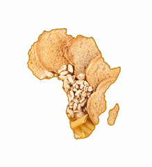 africa bread, pasta & cereals isolated on the white background