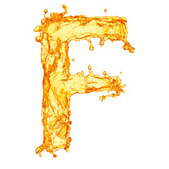 Orange liquid splash alphabet
