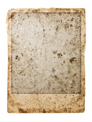 close up of an old photo on white background