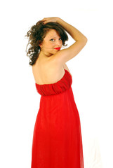 Woman in elegant red dress 209