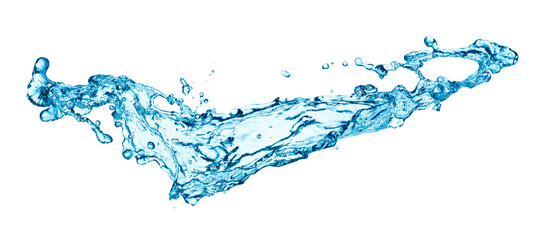 blue water splash isolated on white background