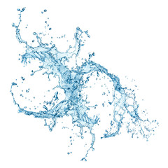 blue water splash isolated on white background