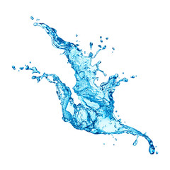 blue water splash isolated on white background