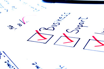 checklist with business concepts