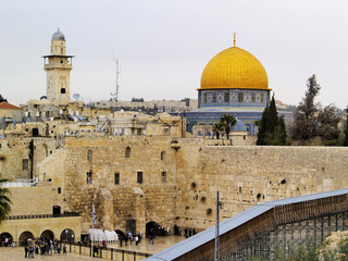 Fototapeta premium Wailing Wall and Al Aqsa Mosque, Jerusalem, Israel