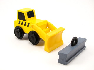 Wooden Toy Construction Vehicle withI-Beam