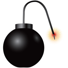 Bomb with burning fuse