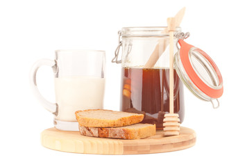 rye bread meal with honey and milk