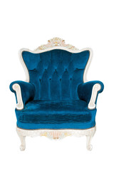Vintage luxury Blue Armchair isolated