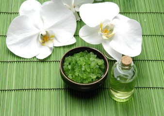 Spa and Beauty on green background