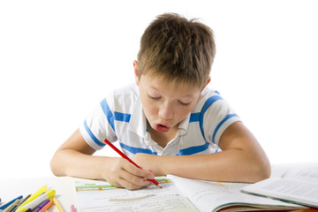 child making the homework