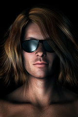 Photo-realistic Illustration of Man in Sunglasses