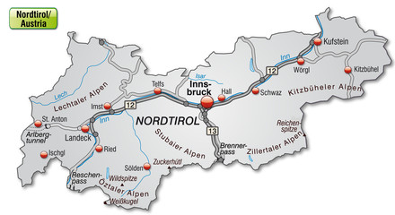Landkarte von Tirol