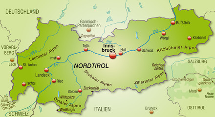 Übersichtskarte von Tirol und Umgebung
