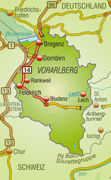 Umgebungskarte von Vorarlberg