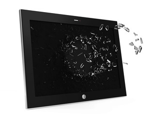 Tablet PC with Broken Display isolated on white background