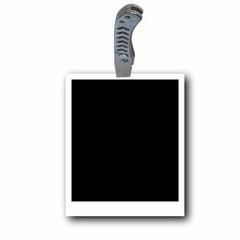 concept photo and knife isolated on white background