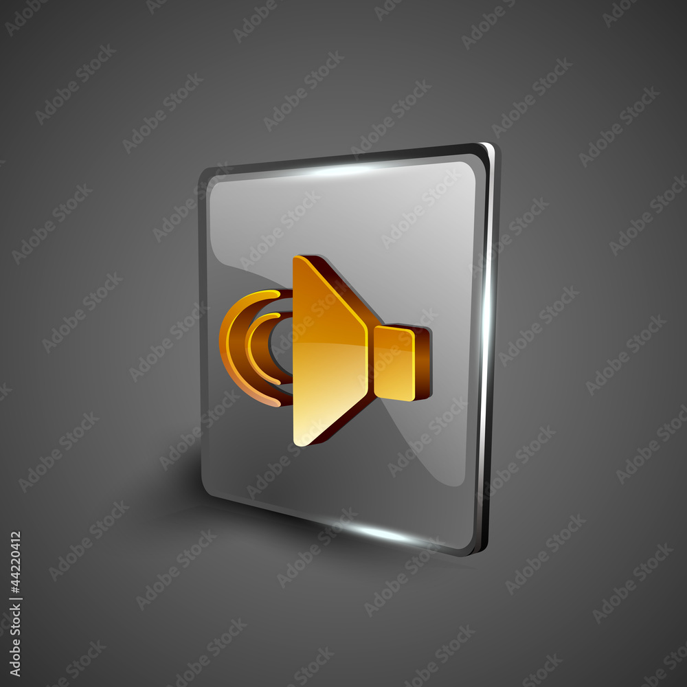 Poster glossy 3d web 2.0 sound symbol icon set. eps 10.