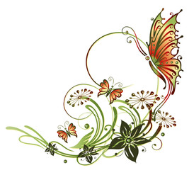 Ranke, flora, Blume, Blüte, Schmetterling, grün, rot © christine krahl