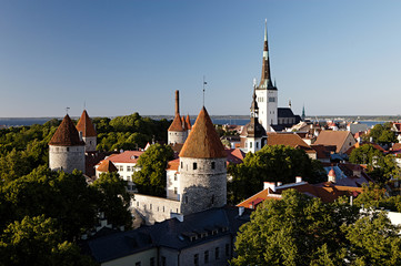 Panoramic view of Tallinn old city center