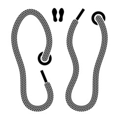 vector shoelace shoe print symbols - obrazy, fototapety, plakaty