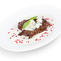 steak beef with gorgonzola