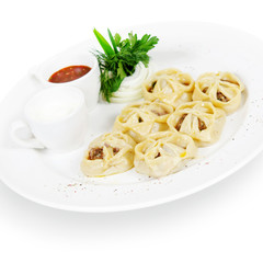 manti. traditional dish of Central Asian