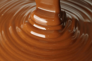 Melted milk chocolate flow