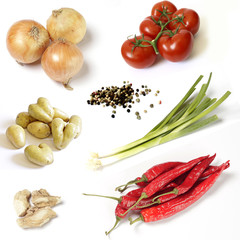 Fresh vegetables on white