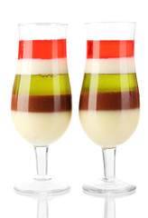 fruit jelly in glasses isolated on white